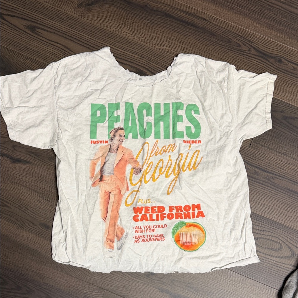 Graphic Tee with Peaches Print